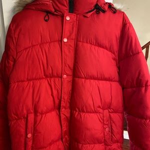 Red puff winter coat